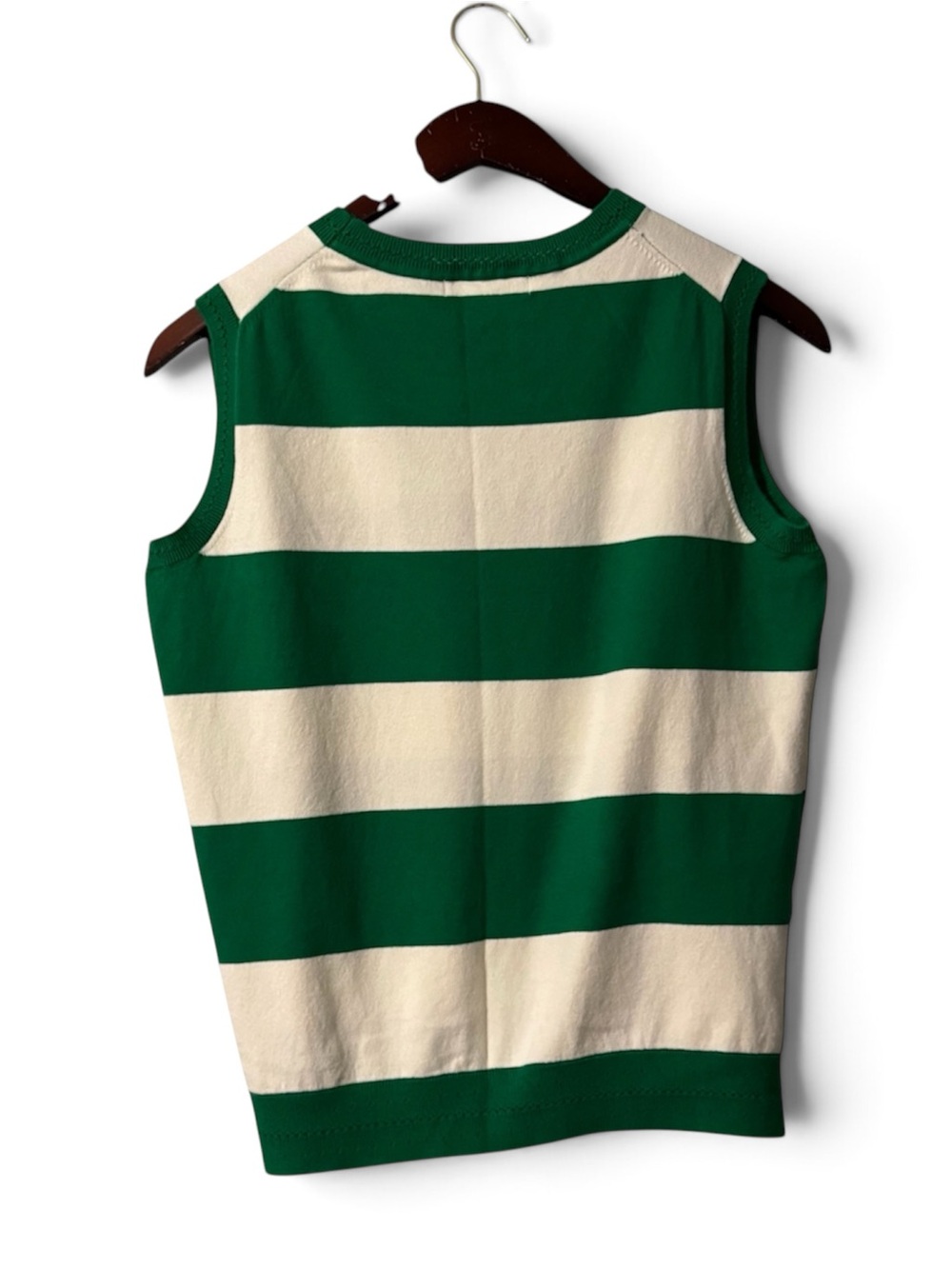 Boden Green White Striped Knit Sweater Vest Top Size Medium - Picture 3 of 5